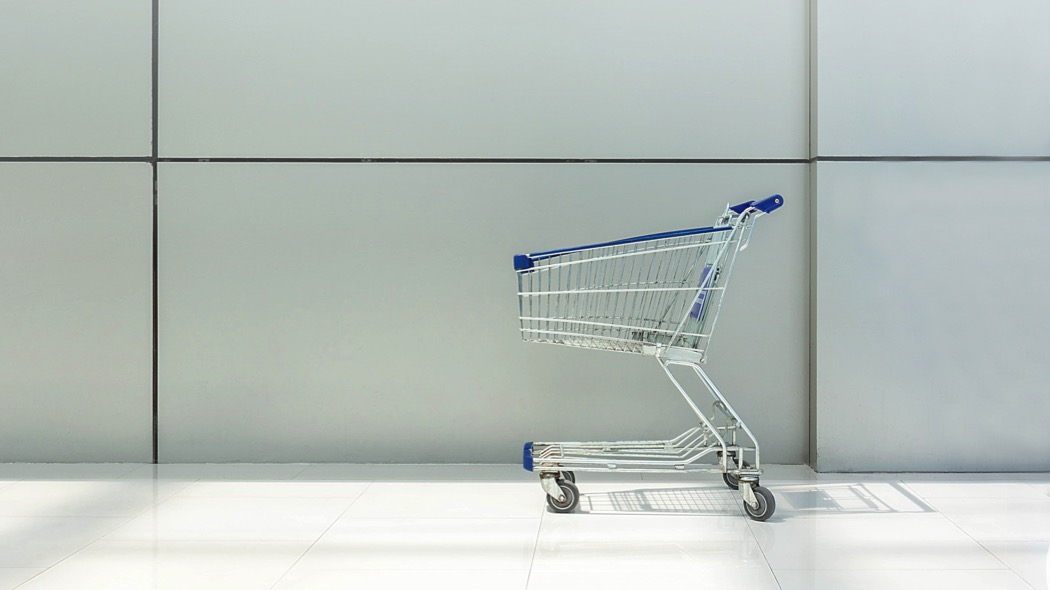 Shopping Cart Against Wall